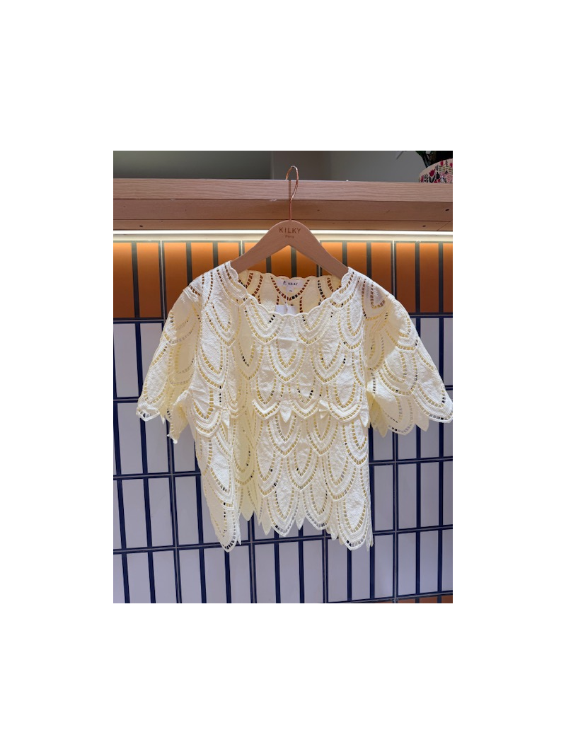 Top ajouré crochet & broderie relief plume – Tendance été femme Top ajouré crochet & broderie relief plume – Tendance été femme