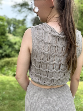 Ensemble Isla en maille coton tan – Top & pantalon ajourés | Sud Access