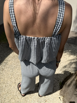 Ensemble vichy noir – Top et pantalon léger femme | Sud Access