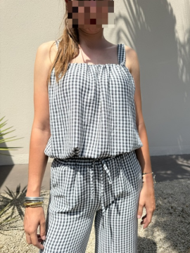 Ensemble vichy noir – Top et pantalon léger femme | Sud Access