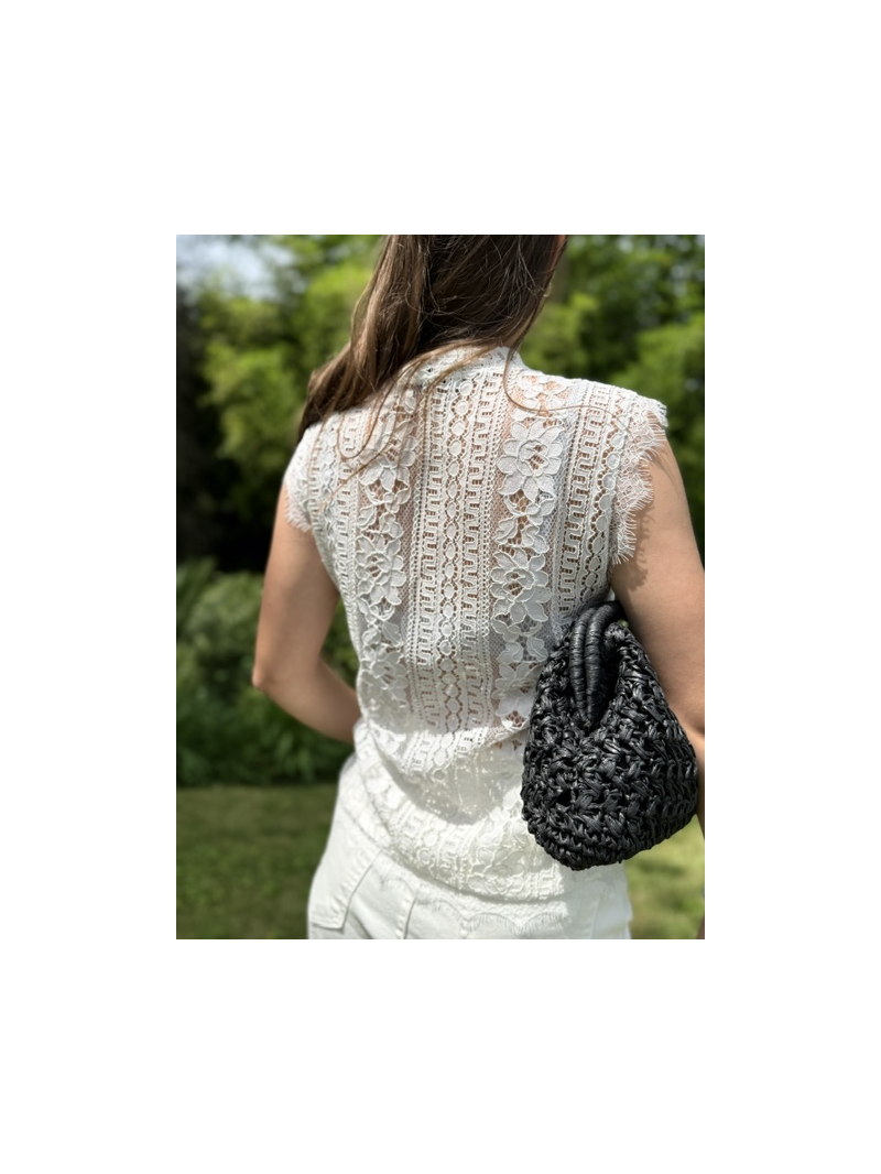 Blouse dentelle écrue style chinois – Blouse cintrée femme Sud Access