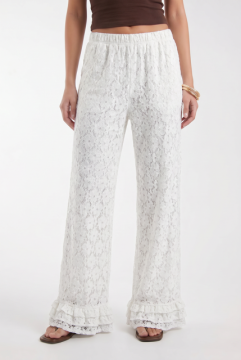 Pantalon Bali dentelle écru femme | Pantalon bohème chic | Sud Access
