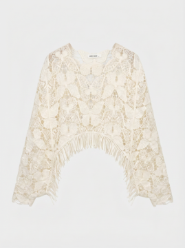 Top Papillon écru en dentelle femme | Top bohème chic | Sud Access Top Papillon écru en dentelle femme | Top bohème chic | Sud Access