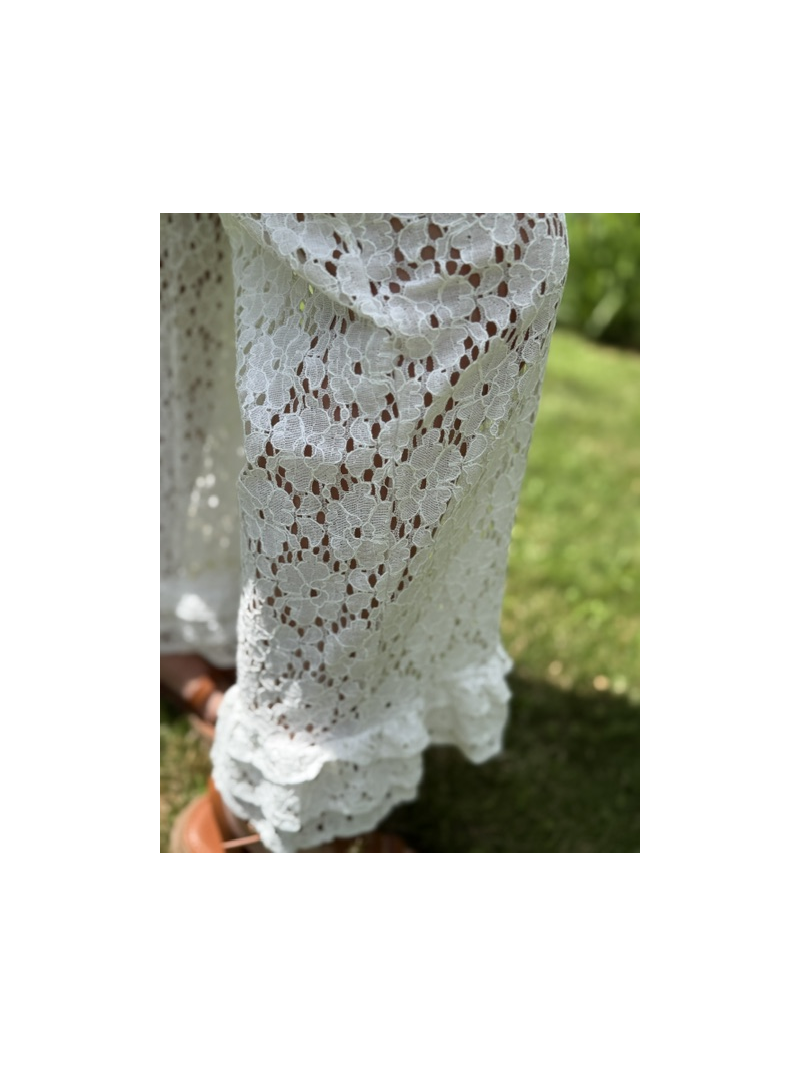 Pantalon Bali dentelle écru femme | Pantalon bohème chic | Sud Access