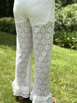 Pantalon Bali dentelle écru femme | Pantalon bohème chic | Sud Access