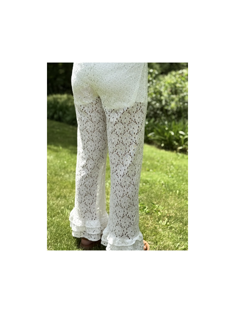 Pantalon Bali dentelle écru femme | Pantalon bohème chic | Sud Access