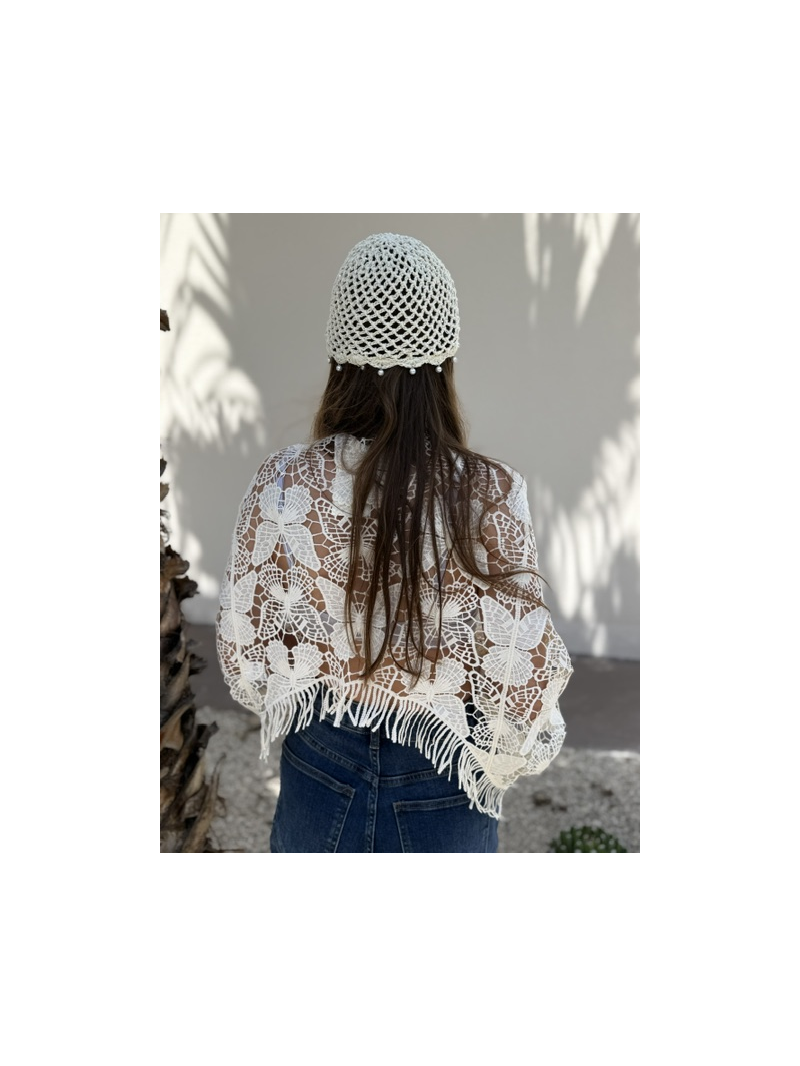 Top Papillon écru en dentelle femme | Top bohème chic | Sud Access Top Papillon écru en dentelle femme | Top bohème chic | Sud Access