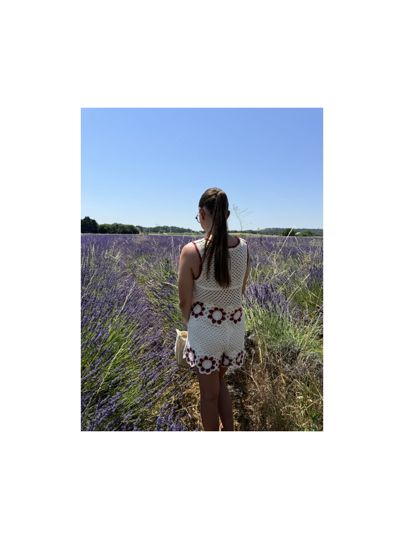 Ensemble Jade Crochet Écru et Bordeaux Femme | Sud Access Montélimar