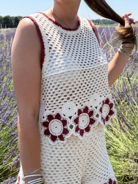 Ensemble Jade Crochet Écru et Bordeaux Femme | Sud Access Montélimar