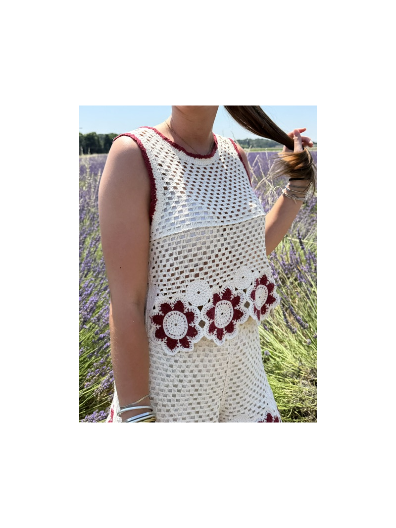 Ensemble Jade Crochet Écru et Bordeaux Femme | Sud Access Montélimar