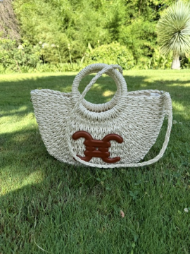 Sac panier rond naturel avec anses – bandoulière tressée | Esprit été chic
