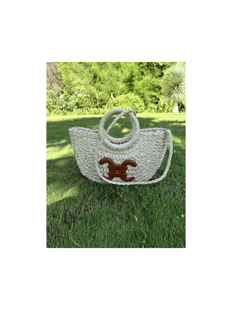 Sac panier rond naturel avec anses – bandoulière tressée | Esprit été chic Sac panier rond naturel avec anses – bandoulière tressée | Esprit été chic