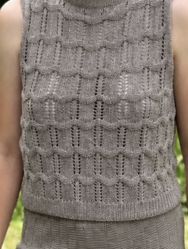 Ensemble Isla en maille coton tan – Top & pantalon ajourés | Sud Access Ensemble Isla en maille coton tan – Top & pantalon ajourés | Sud Access