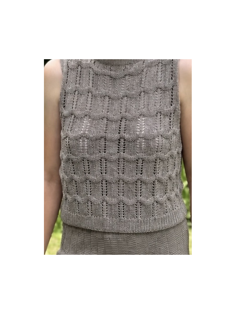 Ensemble Isla en maille coton tan – Top & pantalon ajourés | Sud Access Ensemble Isla en maille coton tan – Top & pantalon ajourés | Sud Access