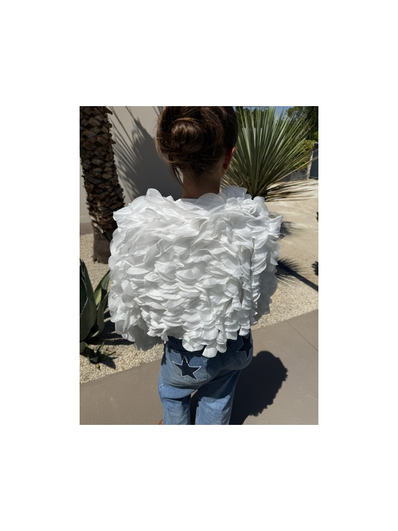 Veste Pétale boléro écru femme | Veste à volants élégante | Sud Access Veste Pétale boléro écru femme | Veste à volants élégante | Sud Access