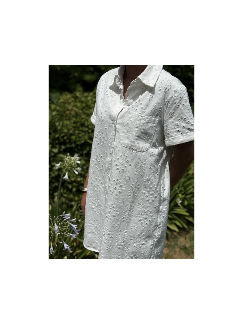 Robe Malte en broderie anglaise doublée femme | Sud Access Robe Malte en broderie anglaise doublée femme | Sud Access