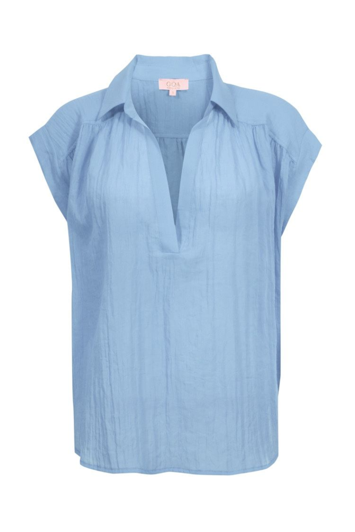 Blouse voile de coton bleu ciel fluide et légère | Sud Access Blouse voile de coton bleu ciel fluide et légère | Sud Access
