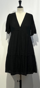 Robe noire en voile de coton fluide et légère | Sud Access