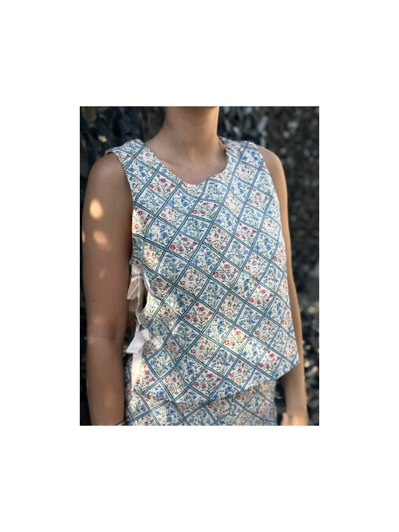 Top débardeur fleuri femme à nouer sur les côtés | Bohème chic