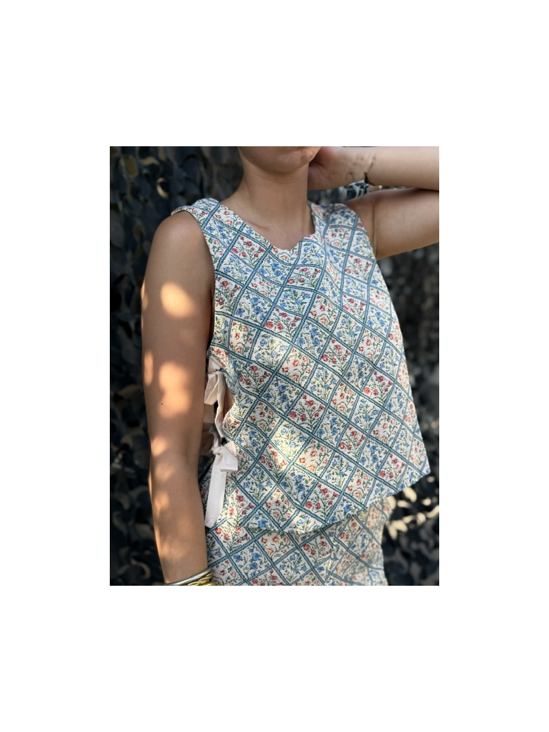 Top débardeur fleuri femme à nouer sur les côtés | Bohème chic