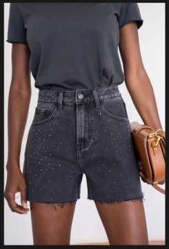 STRASS Short jean noir