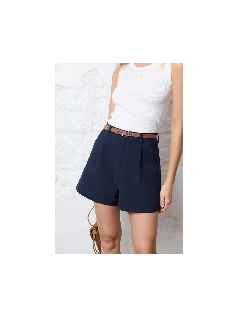 Short Gaspard marine à pinces | Élégant & moderne