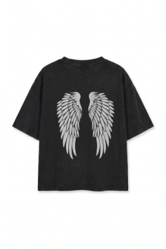 T-shirt Angel Noir Grisé Femme Ailes dans le Dos | Sud Access T-shirt Angel Noir Grisé Femme Ailes dans le Dos | Sud Access