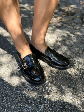 Mocassins Jacob Vernis Noir Double Bride | Sud Access