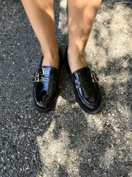 Mocassins Jacob Vernis Noir Double Bride | Sud Access