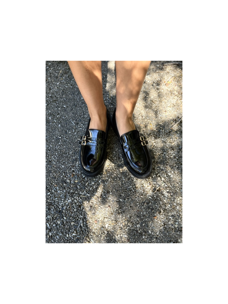 Mocassins Jacob Vernis Noir Double Bride | Sud Access