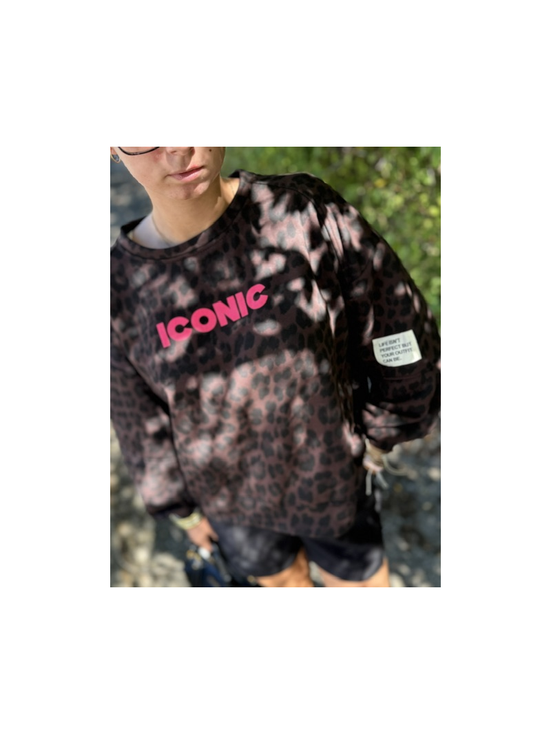 Sweat Léopard Iconic Femme Écritures Fluo | Sud Access Sweat Léopard Iconic Femme Écritures Fluo | Sud Access