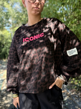 Sweat Léopard Iconic Femme Écritures Fluo | Sud Access Sweat Léopard Iconic Femme Écritures Fluo | Sud Access