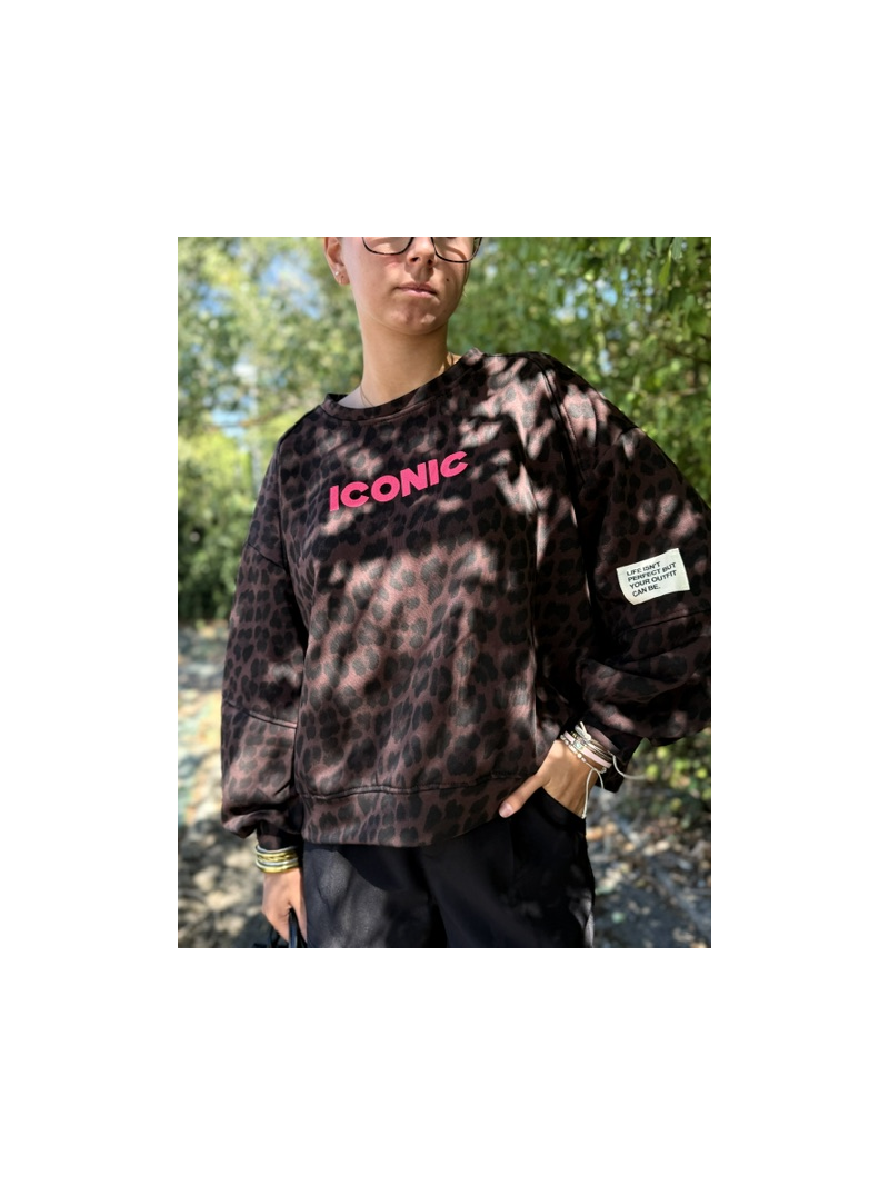 Sweat Léopard Iconic Femme Écritures Fluo | Sud Access Sweat Léopard Iconic Femme Écritures Fluo | Sud Access