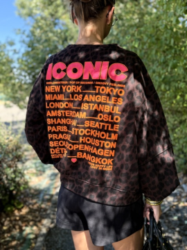 Sweat Léopard Iconic Femme Écritures Fluo | Sud Access Sweat Léopard Iconic Femme Écritures Fluo | Sud Access