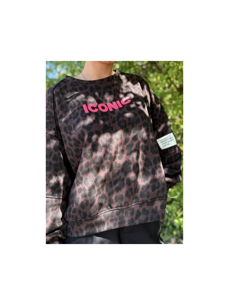 Sweat Léopard Iconic Femme Écritures Fluo | Sud Access Sweat Léopard Iconic Femme Écritures Fluo | Sud Access