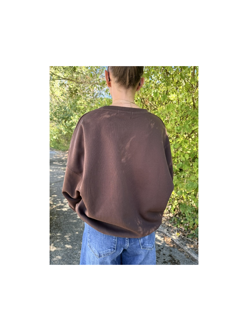 Sweat Cœur Chocolat Femme Col Rond Ajouré | Sud Access