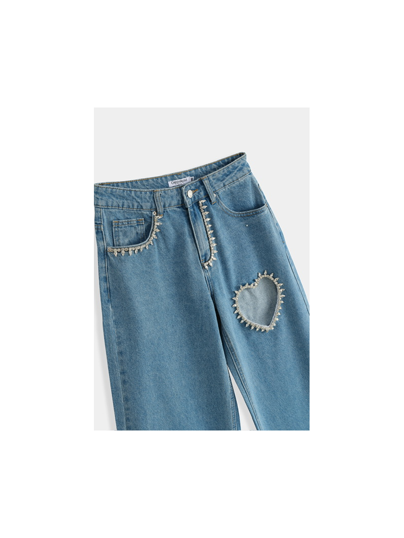 Jean Cœur Femme avec Cœur Strassé sur la Cuisse | Sud Access