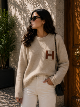 Pull H Femme Coupe Loose Droite Col Rond | Sud Access