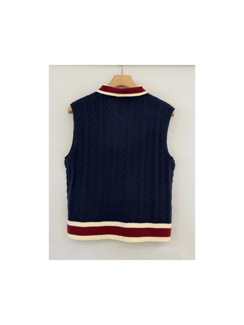 Pull Aaron Marine Sans Manches à Torsades | Sud Access