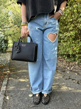 Jean Cœur Femme avec Cœur Strassé sur la Cuisse | Sud Access