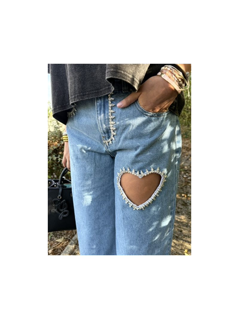 Jean Cœur Femme avec Cœur Strassé sur la Cuisse | Sud Access
