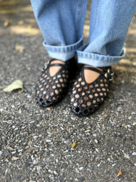Ballerines Milona Noires Tressées Double Bride | Sud Access
