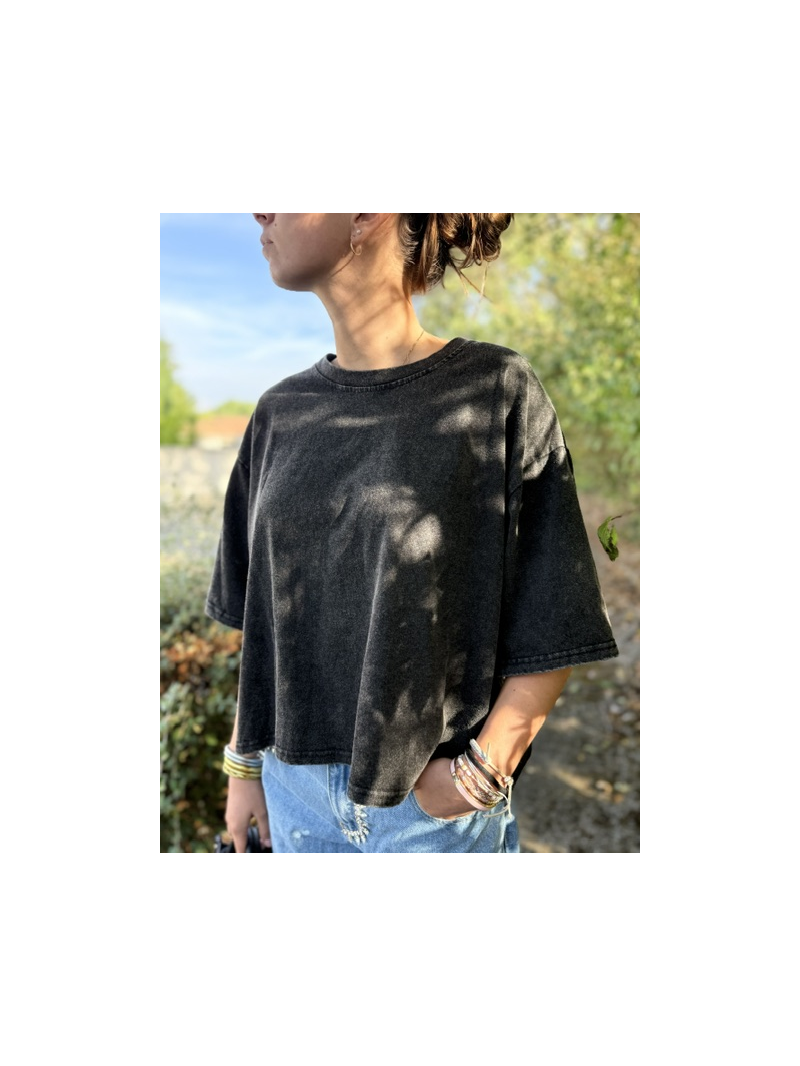 T-shirt Angel Noir Grisé Femme Ailes dans le Dos | Sud Access T-shirt Angel Noir Grisé Femme Ailes dans le Dos | Sud Access