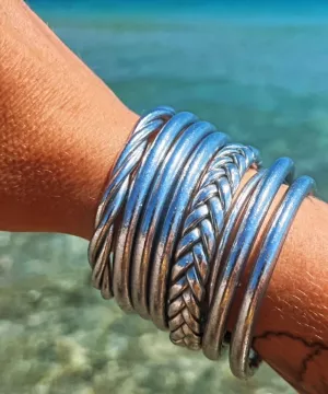 BOUDDHISTE Jonc tressé argent BOUDDHISTE Jonc tressé argent