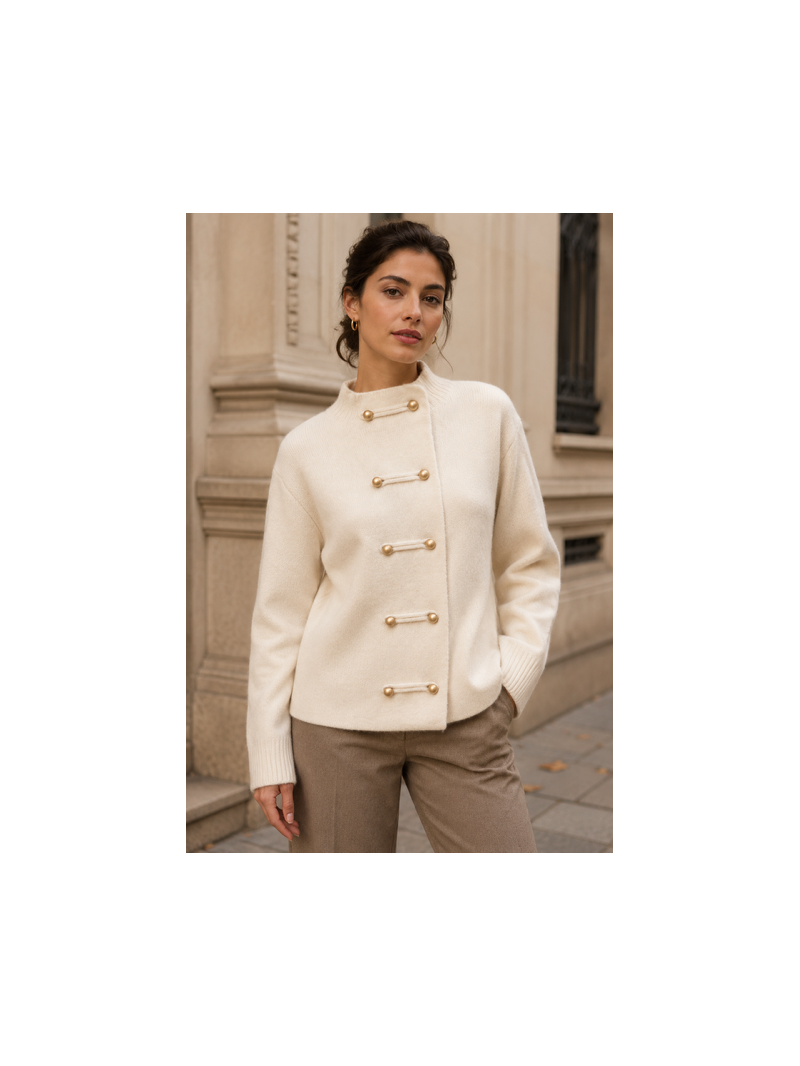 Gilet Milena écru femme – Boutons dorés | Sud Access Gilet Milena écru femme – Boutons dorés | Sud Access
