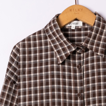 Chemise Harisson à carreaux chocolat avec nœuds au dos | Sud Access Chemise Harisson à carreaux chocolat avec nœuds au dos | Sud Access
