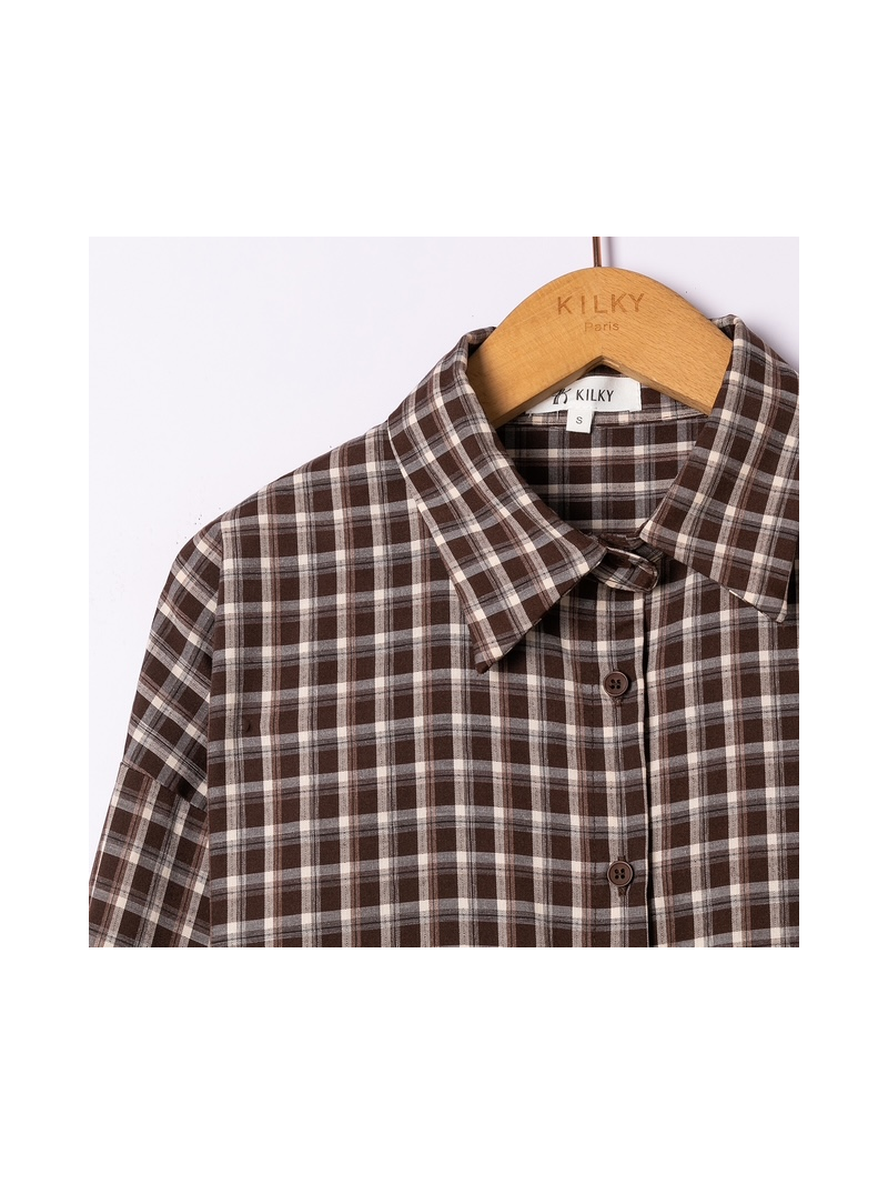 Chemise Harisson à carreaux chocolat avec nœuds au dos | Sud Access Chemise Harisson à carreaux chocolat avec nœuds au dos | Sud Access