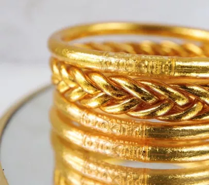 BOUDDHISTE Jonc tressé doré