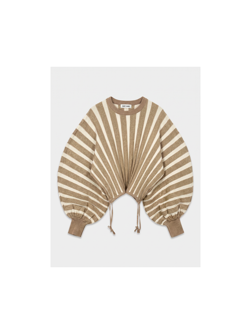 Pull June doré et écru femme – Rayures et coupe ample | Sud Access Pull June doré et écru femme – Rayures et coupe ample | Sud Access