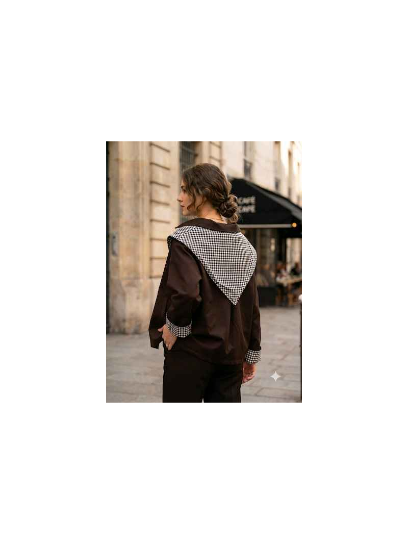 Trench marron femme avec foulard vichy | Sud Access Trench marron femme avec foulard vichy | Sud Access